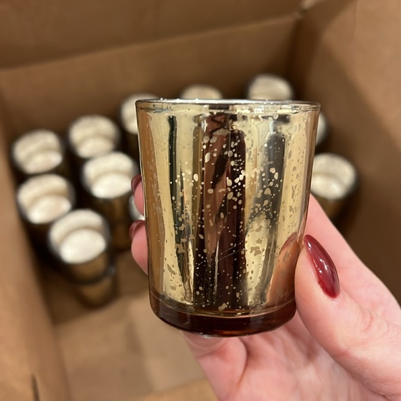 33 unused gold mercury glass votive candle holders with candles - Picture 2 of 4